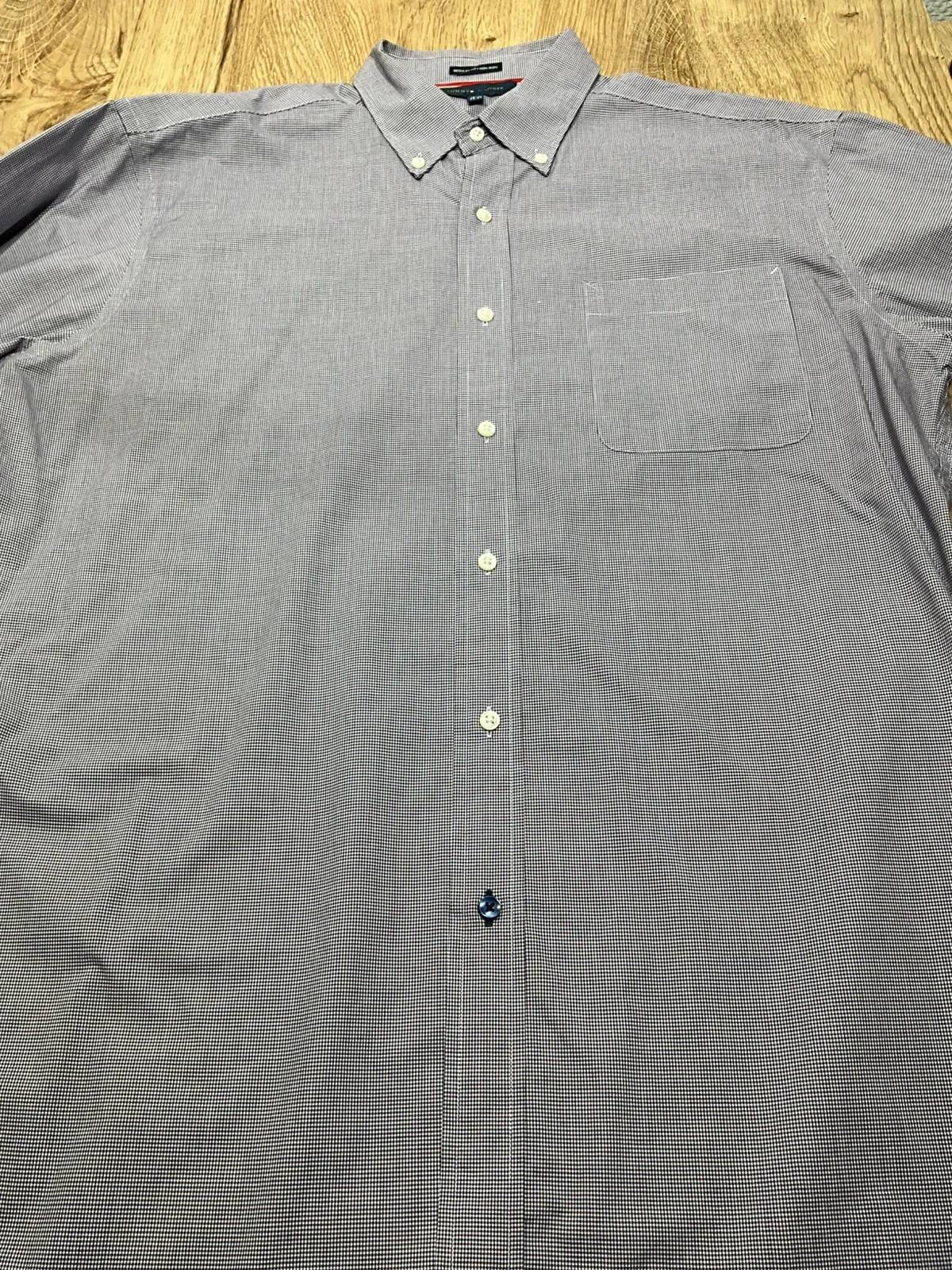 Chemise Tommy Hilfiger Regular Fit 16.5 36-37 Preppy 100% Coton Bordeaux Bleu Marine – photo 4